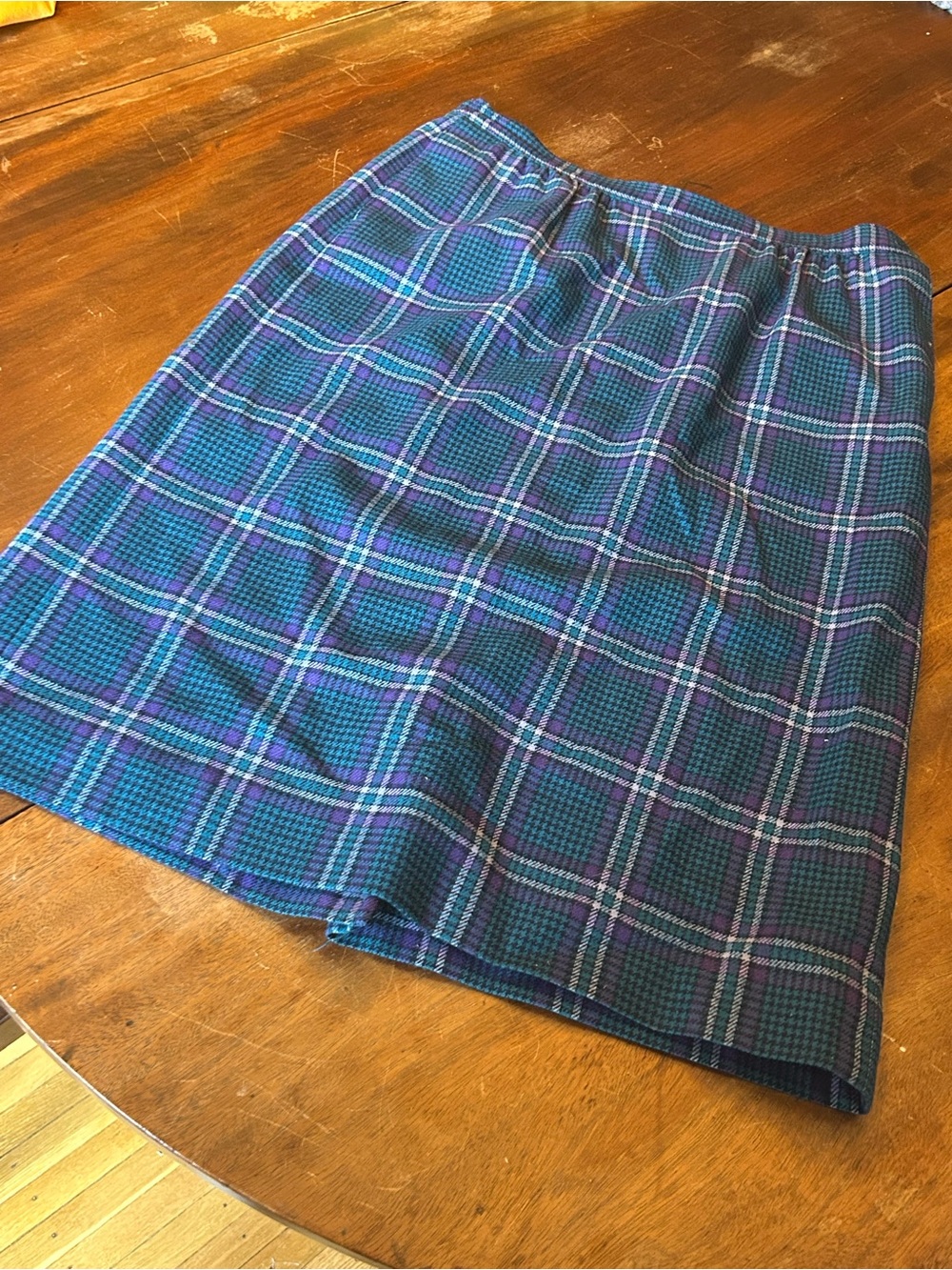 Pendleton Teal and Purple Plaid A-Line Skirt
